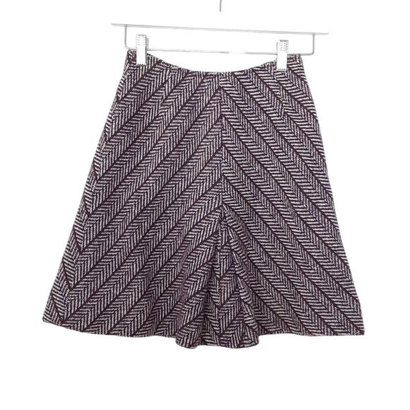 Vintage 60s Wool Mini Skirt Herringbone Tweed Mod A Line Purple Preppy Academia - Picture 1 of 10